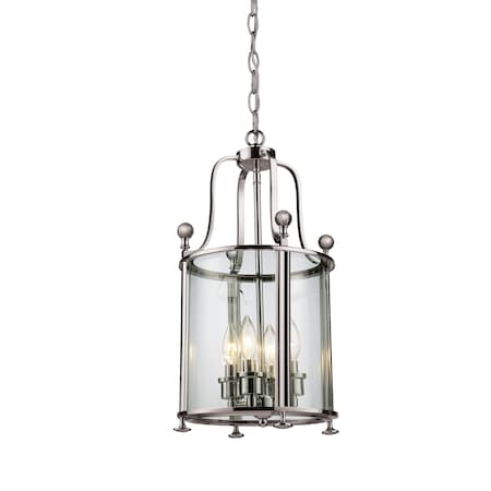 Z-Lite Wyndham 4 Light Pendant, Brushed Nickel & Clear 191-4